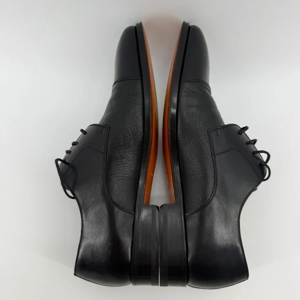Magnanni Daniel Cap Toe Derby Black Leather Dress Shoes 13316 Mens 10.5 M Spain